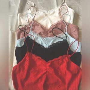 🌙✨Sexy lace cami tops - lot of 5 - eyelets & lace - 90s - Whimsigoth - witchy